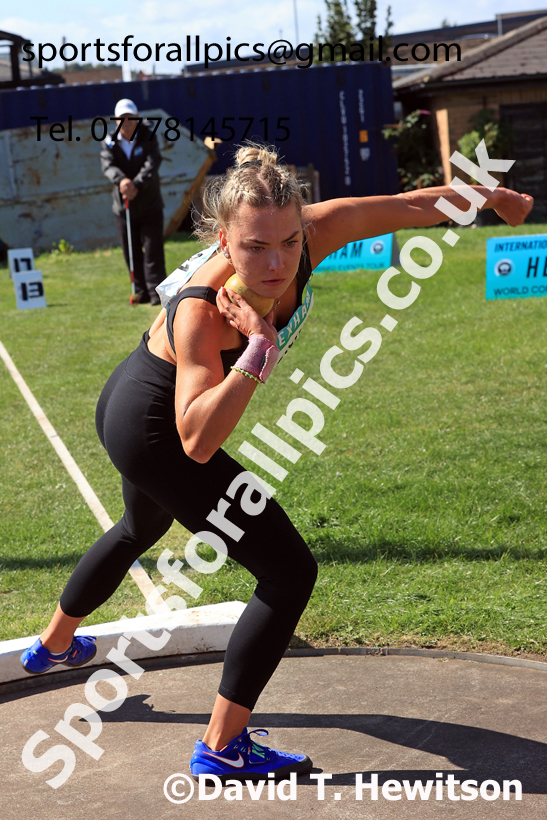 Heptathlon shot putt, 2025 EAP International Combined Events, Hexham, Northumberland.  Photo: David T. Hewitson/Sports for All Pics